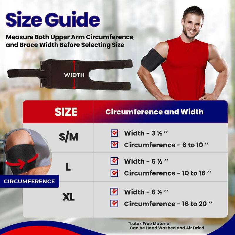 Bicep Tendonitis Brace Compression Sleeve - Triceps & Biceps Muscle Support For Upper Arm Tendonitis Pain Relief Or Bicep Strains (S/M Bicep 6 to 10") S/M (Bicep 6 to 12 Inches) - NewNest Australia