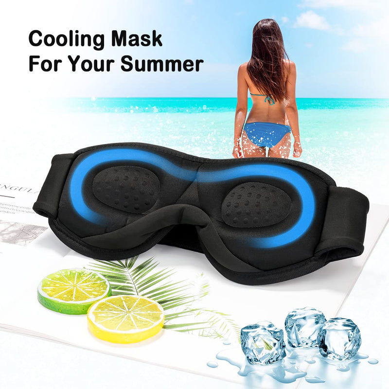 Musicozy Sleep Mask,100% Darkness 3D Sleep Eye Mask for Sleeping,Breathable Sleeping Mask Night Eye Mask for Men Women, Soft Eye Blinder with Adjustable Size and Ear Plug for Traveling Napping Yoga Black - NewNest Australia