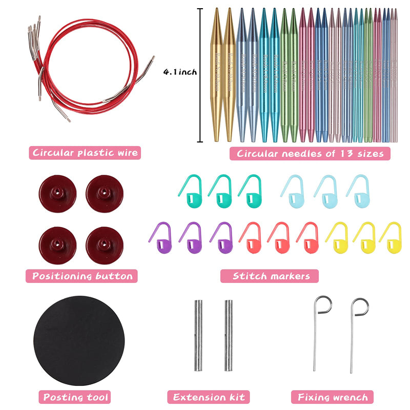 Ruidi 13 Pairs of Interchangeable Circular Knitting Needles Set - NewNest Australia