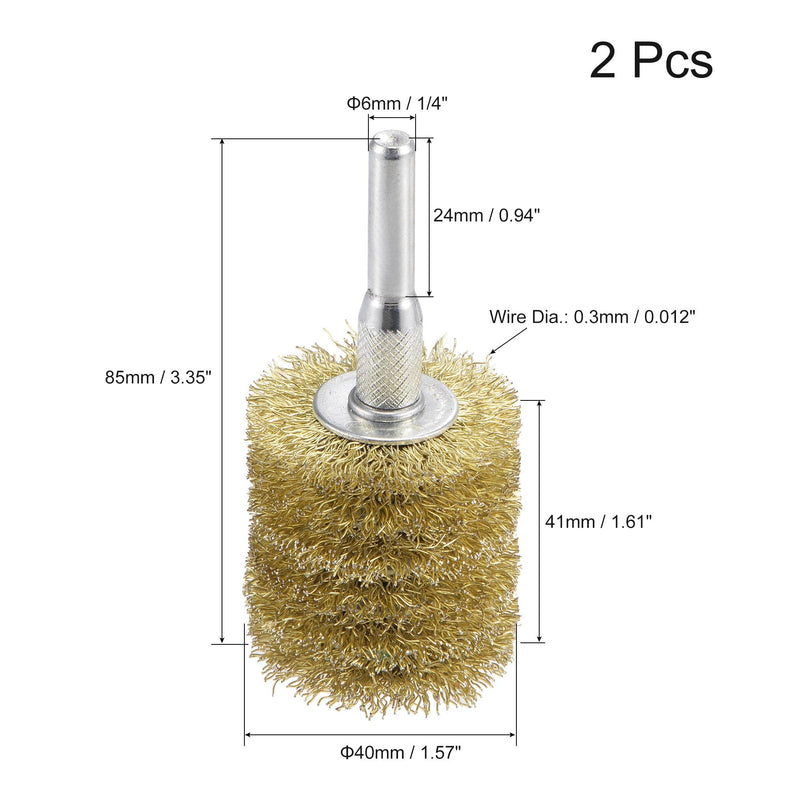 uxcell Wire Wheel Brush, 1.57" x 1.61" Stainless Steel Brass Plated Coarse Crimped Wire 0.012" with 1/4" (6mm) Round Shank for Cleaning Rust Stripping Abrasive 2pcs - NewNest Australia