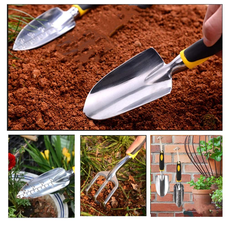 SXBBSMC Garden Tool Set - 3 Piece Aluminum Heavy Duty Gardening Hand Tools - Including Garden Trowel - Hand Shovel - Tilling Hand Rake - Gardening Gifts for Women Men and Kids. - NewNest Australia