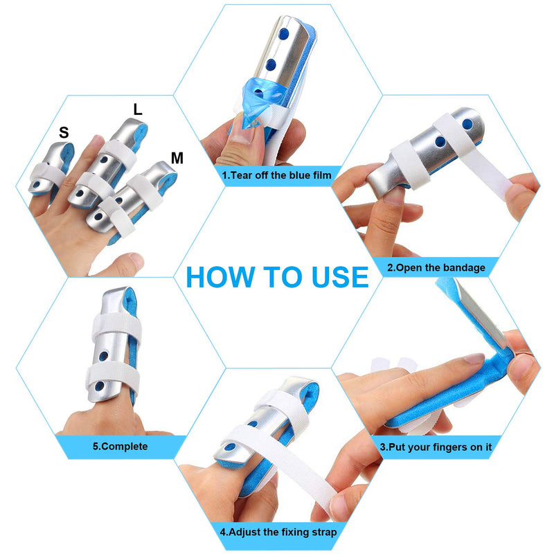 Topbine Pack Of 6 Finger Splints Finger Protection For Injury Finger Splint Index Finger Middle Finger Splint Finger Splint Ring Finger Adjustable Attachment Strap - NewNest Australia