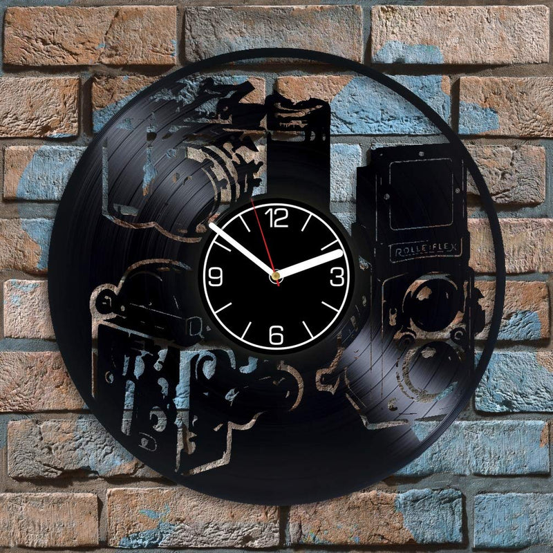 NewNest Australia - Kovides Camera Home Decoration Wall Clock Photographer Clock Vintage Cameras Wall Clock Large Photographer Vinyl Clock Photo Gift Photographer Vinyl Record Photo Wall Art 12 inch Wall Clock Modern 