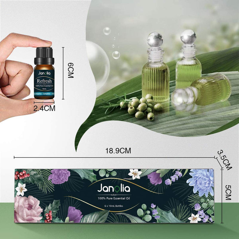 Janolia Essential Oils Set, Upgrade Package, Pure Natural Fragrance Oils Set for Diffuser, Relaxation, Sleep, Ideal Room - NewNest Australia