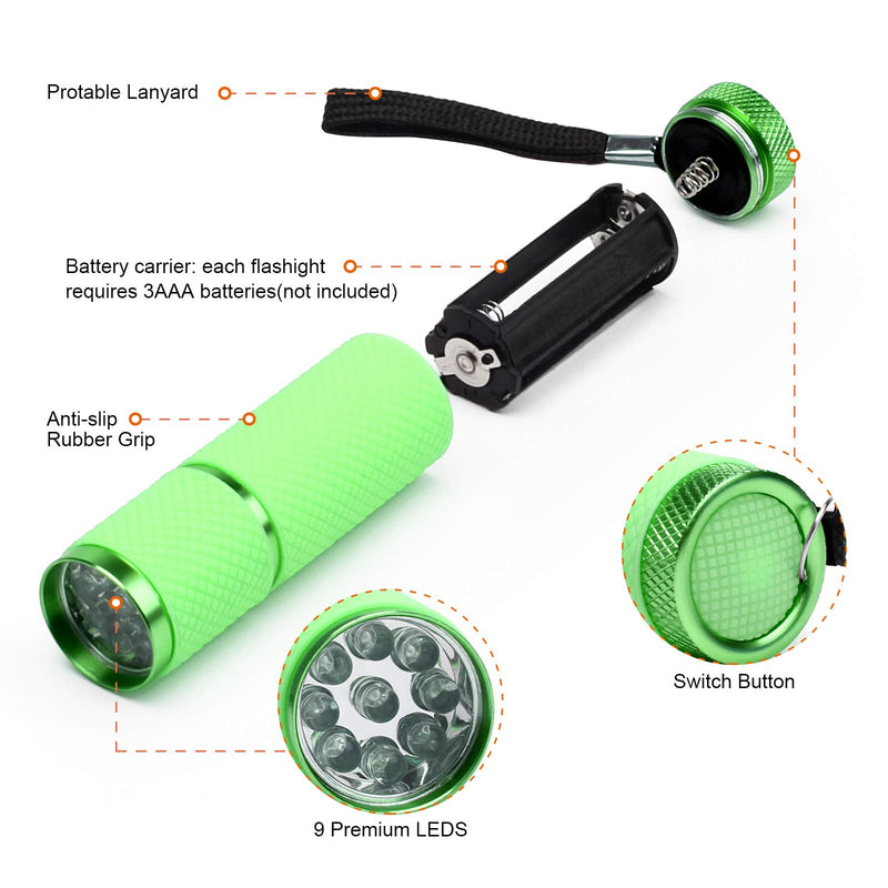 Coolrunner 1PCS LED Flashlight, Small Glow Flashlights with 9 LED Lights, Portable Light Nail Dryer for Nail Gel (GREEN) GREEN - NewNest Australia