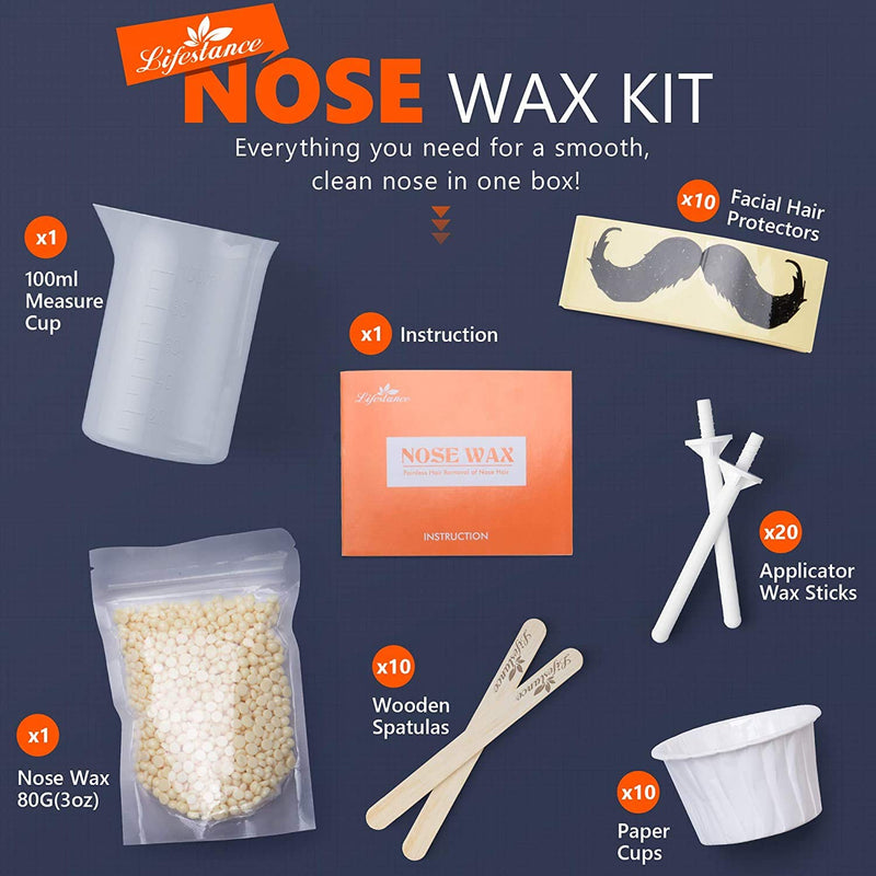 Lifestance Nose Hair Wax Set - Nose Wax Kit For Men - Quick, Simple, Painless Nose Wax Set - Nose Hair Remover Sticks With 80 G Nose Wax (10-20 Times For Use) - NewNest Australia