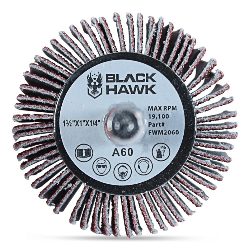 BHA Aluminum Oxide Shank Mounted Flap Wheels, 1-1/2” x 1” x 1/4”, 60 Grit - 5 Pack - NewNest Australia