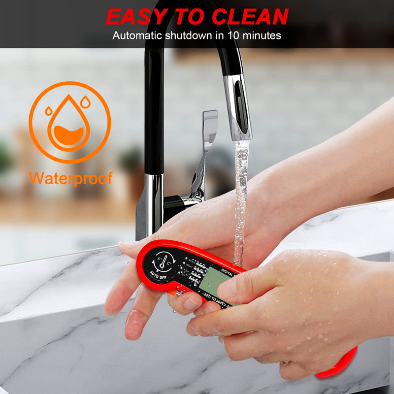Meat Thermometer Digital for Cooking and Grilling, Collapsible Probe, with Magnet, Calibration, Backlight Waterproof Food Thermometer, Instant Read Thermometer for Kitchen, Meat, Steak, Turkey - NewNest Australia