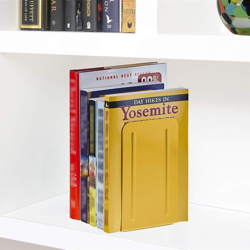 NewNest Australia - Acrimet Premium Metal Bookends (Heavy Duty) (Yellow Color) (1 Pair) 