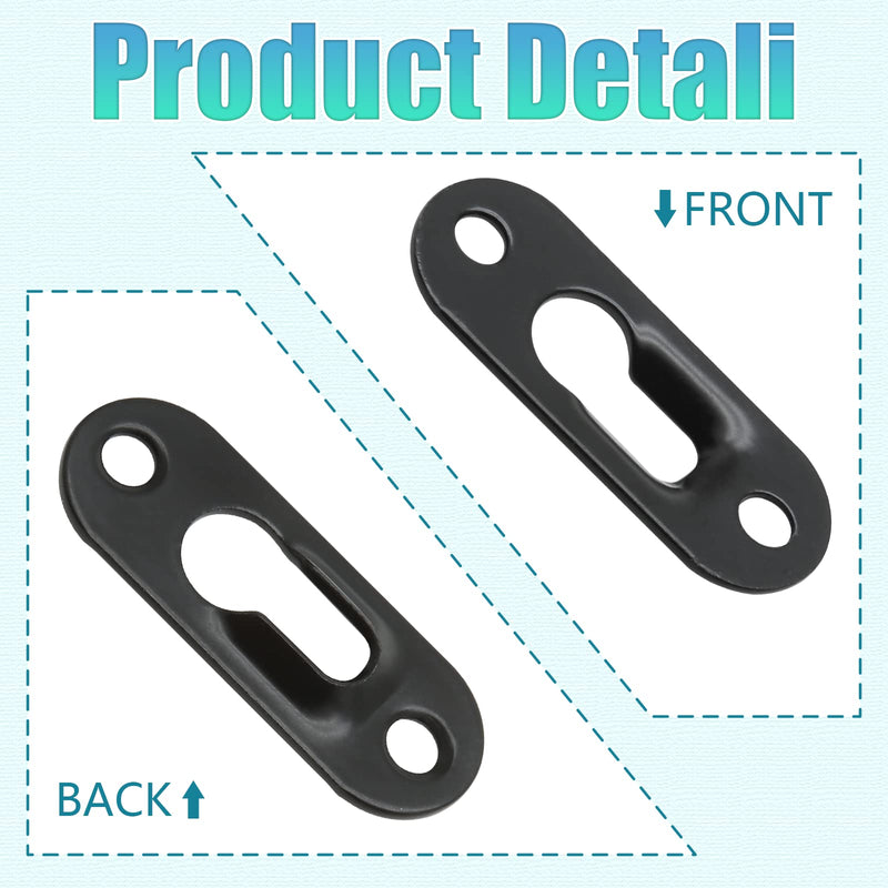 Litoexpe 30 Pcs Single Keyhole Hangers Hanging Plate with 60 Pcs Screws, 43mm x 16mm Metal Keyhole Hanging Fasteners Brackets for Frame Mirror Picture (Black) Black 30Pcs - NewNest Australia