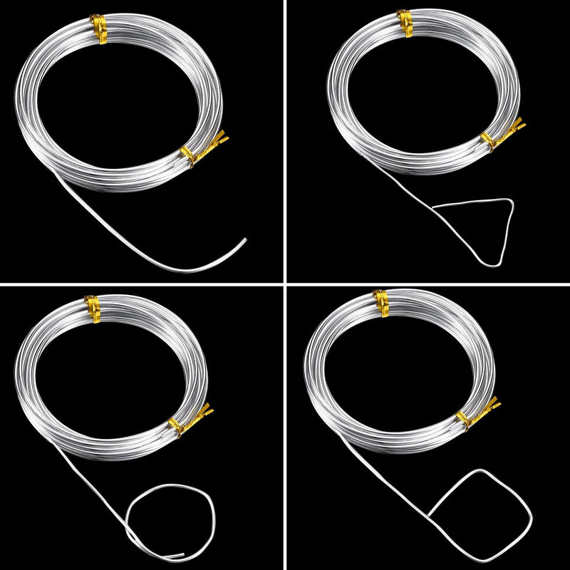 BBTO Aluminum Craft Wire, 4 Sizes (1 mm, 1.5 mm, 2 mm and 2.5 mm in Thickness) Bendable Metal Wire for DIY Sculpture and Crafts, 4 Rolls, Each Roll 16.4 Feet (Silver) - NewNest Australia
