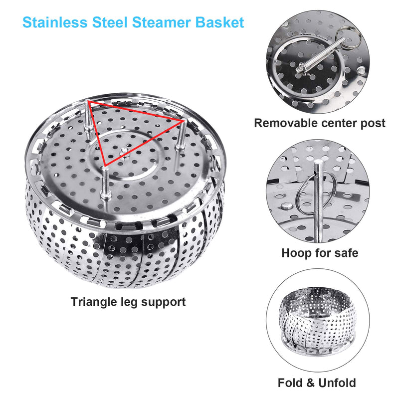 YLYL Veggie Vegetable Steamer Basket, Folding Steaming Basket, Metal Stainless Steel Steamer Basket Insert, Collapsible Steamer Baskets for Cooking Food, Expandable Fit Various Size Pot(5.9" to 9.8") - NewNest Australia