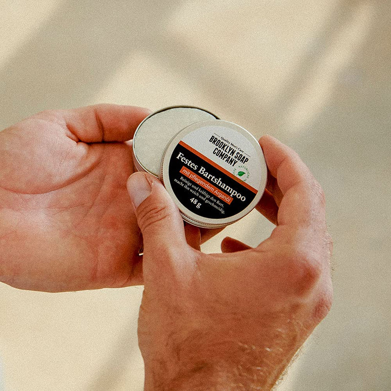 Solid beard shampoo · Brooklyn Soap Company · Beard care for men · 0% plastic, 100% recyclable packaging · 1 piece (48g) single - NewNest Australia