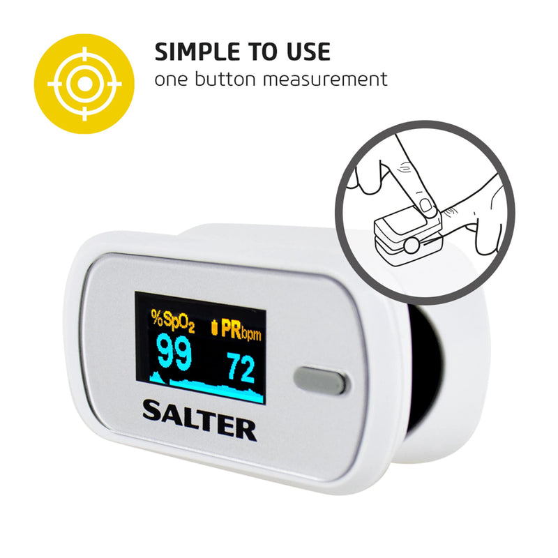 Salter PX-100-EU OxyWatch, Fingertip Pulse Oximeter, Quick Measure, Light and Compact, Portable, Easy to Use, Automatic Power Off, Low Power Consumption, LED Display, Accurate/Fast, 2 Year Guarantee - NewNest Australia