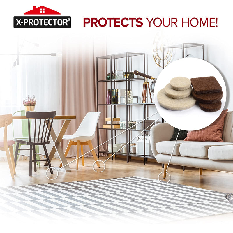 Felt Furniture Pads X-PROTECTOR 133 PCS Premium Furniture Pads - Felt Pads Furniture Feet Best Wood Floor Protectors - Protect Your Hardwood & Laminate Flooring! 133 PCS Brown & Beige - NewNest Australia