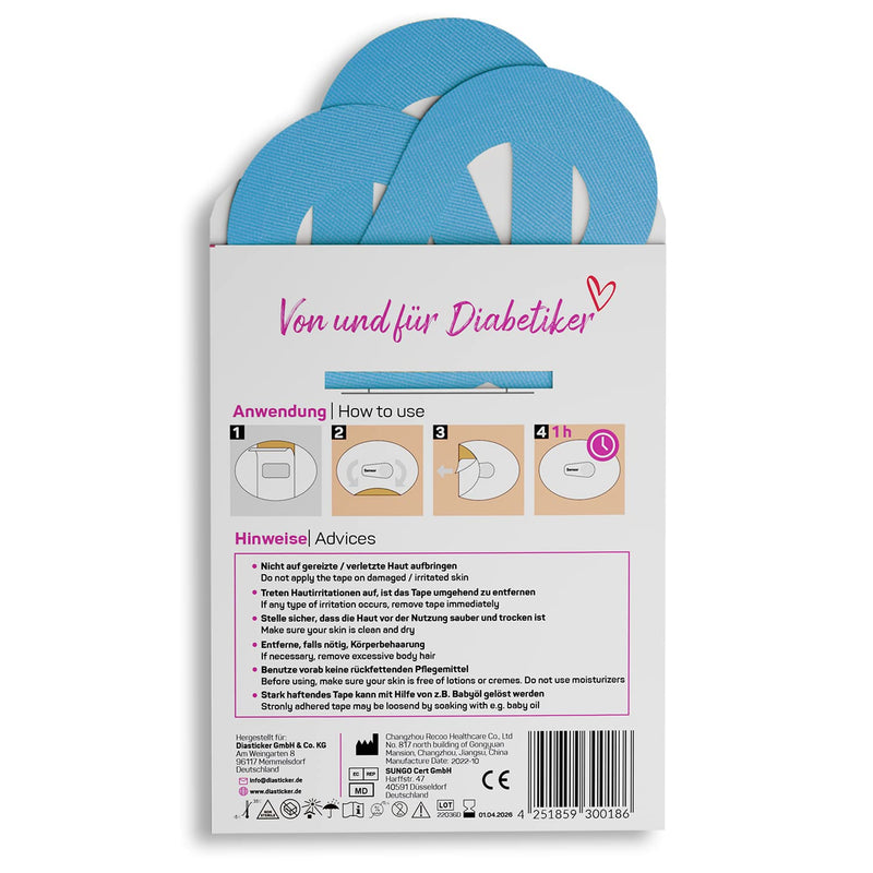 Diasticker Omnipod Fixation Plasters (Pack Of 10, Light Blue) | Waterproof, Breathable, Strong Hold, Pod Fixation, Patch, Fixation, Tape, Overpatch, Plaster - NewNest Australia