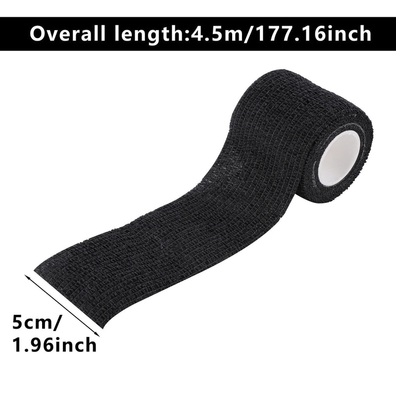 6 Rolls Self Adherent Cohesive Bandages, 5 cm x 4.5 m Non-Woven Cohesive Wrap Uses Include Wrist & Finger Tape Vet Tape Medical Tape Football Sock Tape Sports Tape, Black - NewNest Australia