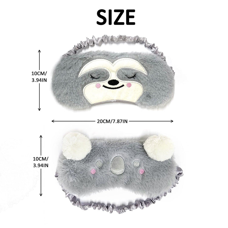2 pcs Eye Mask Sleep Women Girls Kids Adult Child Soft Blindfold Elastic Strap Fluffy Breathable Eyeshade Animal Plush Cartoon Skin-Friendly Night Travel Sleeping Nap Meditation Blackout Anti-Allergy - NewNest Australia