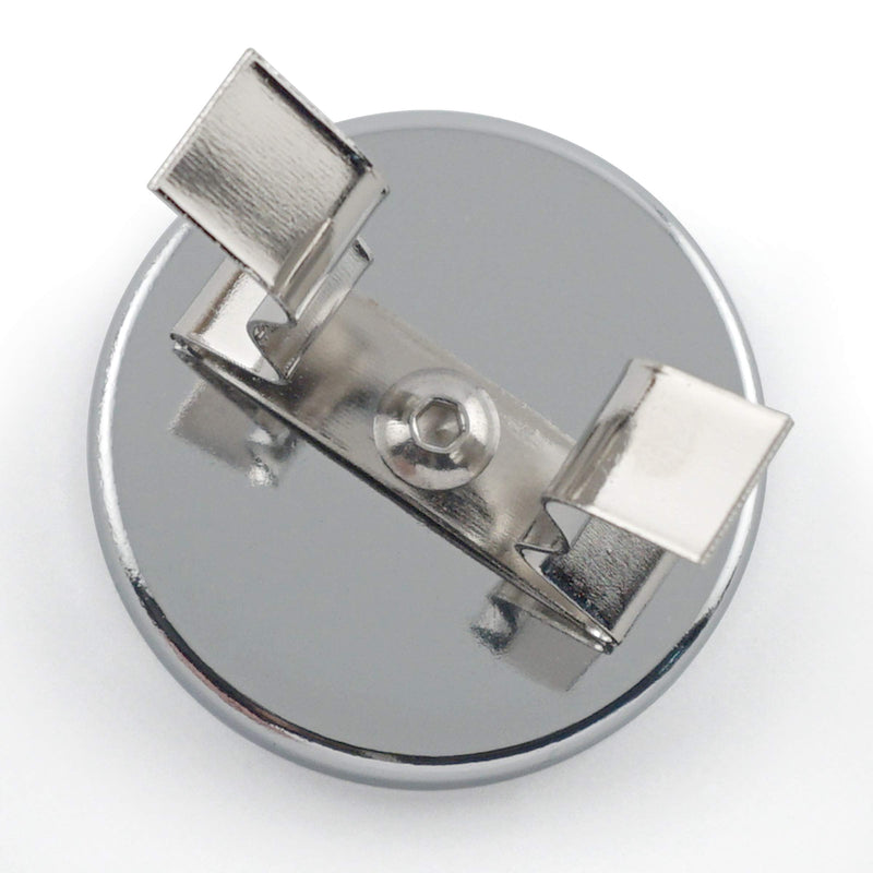 Master Magnetics RB50NPCX2 Magnetic Hook, Round Base Magnet Fastener with Steel Clip Chrome Plate, 2.04" Diameter, 2.210" Total Height, 35 Pounds, Silver (Pack of 2) 2 Pack - NewNest Australia