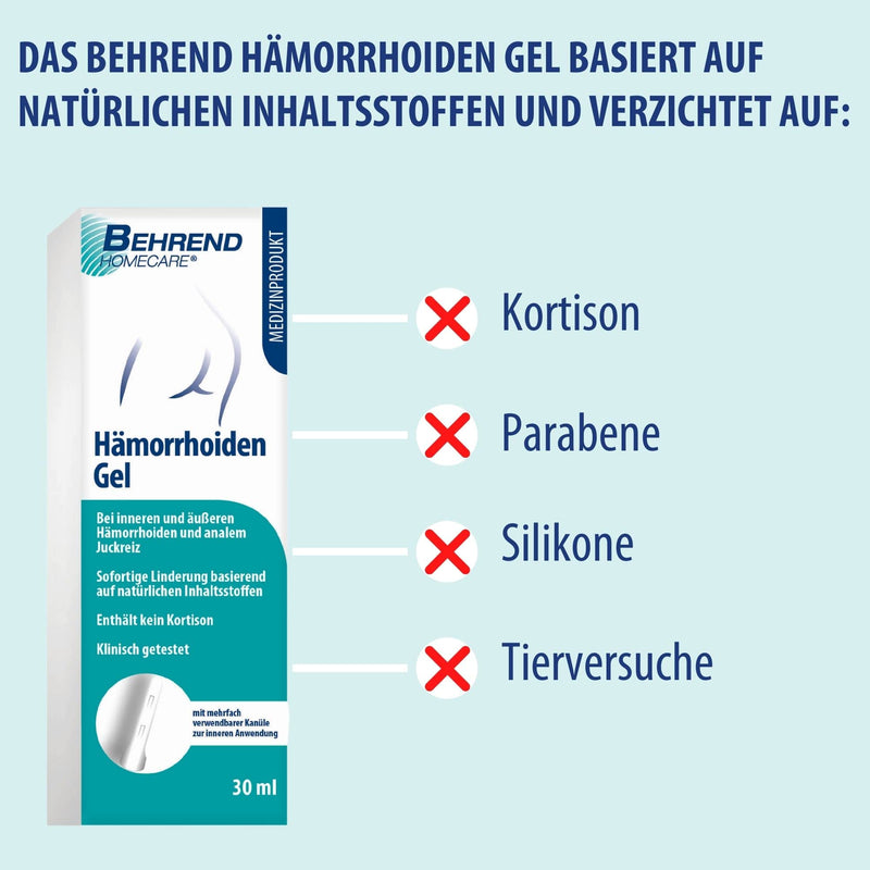 Behrend Hemorrhoid Gel Made From Natural Ingredients For Internal & External Hemorrhoids, Itch, Fissures & Proctitis - Hemorrhoid Ointment Reduces Pain, Itching & Burning - NewNest Australia