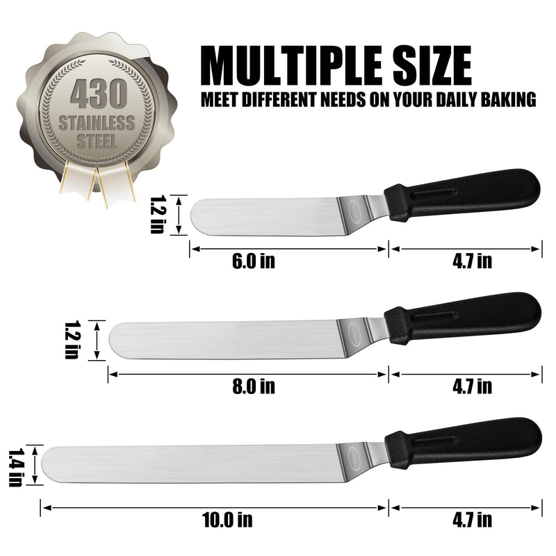 TACGEA Icing Spatula, Offset Spatula for Cake Decorating, Baking, Angled Frosting Spatula with 6, 8 10 inch Stainless Steel Blade, Set of 3 - NewNest Australia