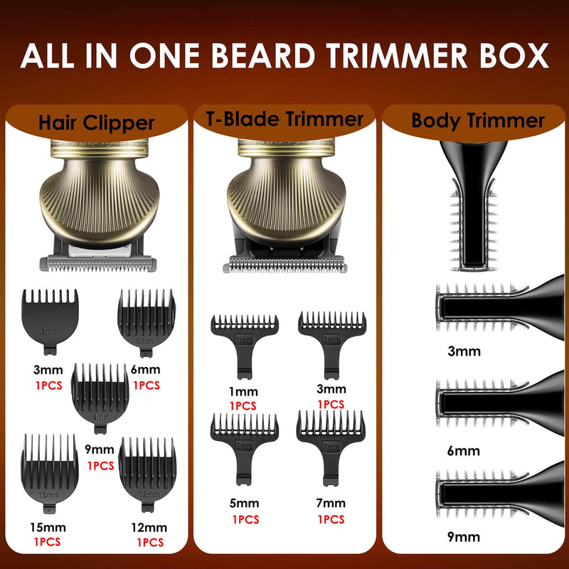 VGR Beard Trimmer for Men, Professional Men's Beard Grooming Kit, Electric Razor, Cordless Hair Clipper, Trimmer for Face, Body, Nose, Gifts for Men, 7 in 1 - NewNest Australia