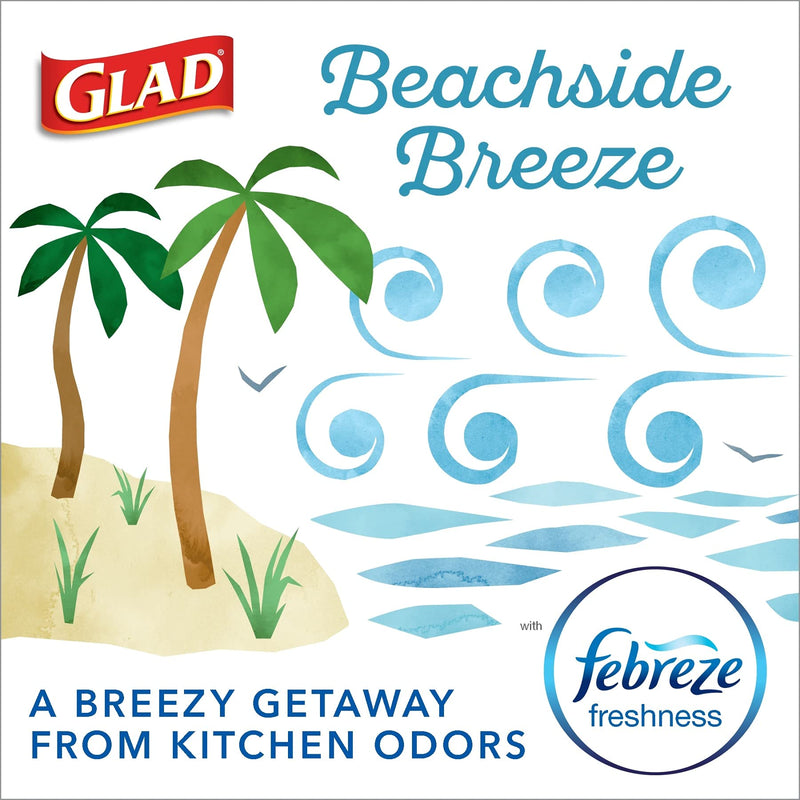Glad Small Kitchen Drawstring Trash Bags 4 Gallon Green Trash Bag, Febreze Beachside Breeze, 80 Count (Package May Vary) Febreeze Beachside Breeze - NewNest Australia