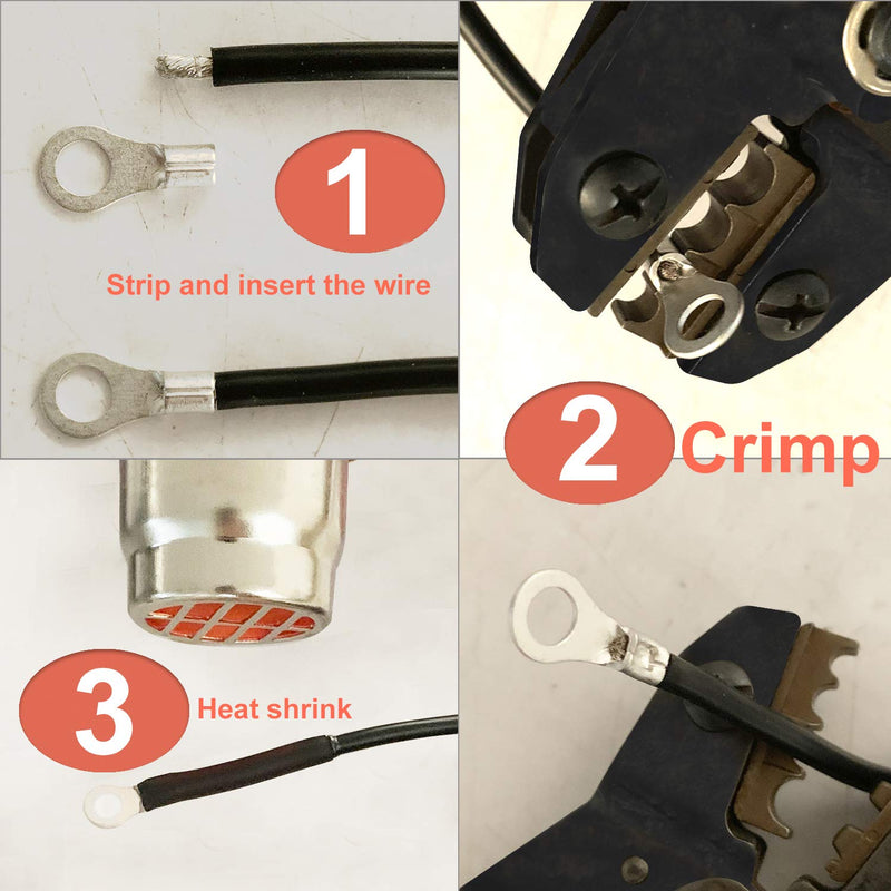 RockDIG 260PCS AWG 22-16 16-14 12-10 Copper Ring Fork Terminals Tin Plated Non-Insulated Electric Wire Connectors - NewNest Australia