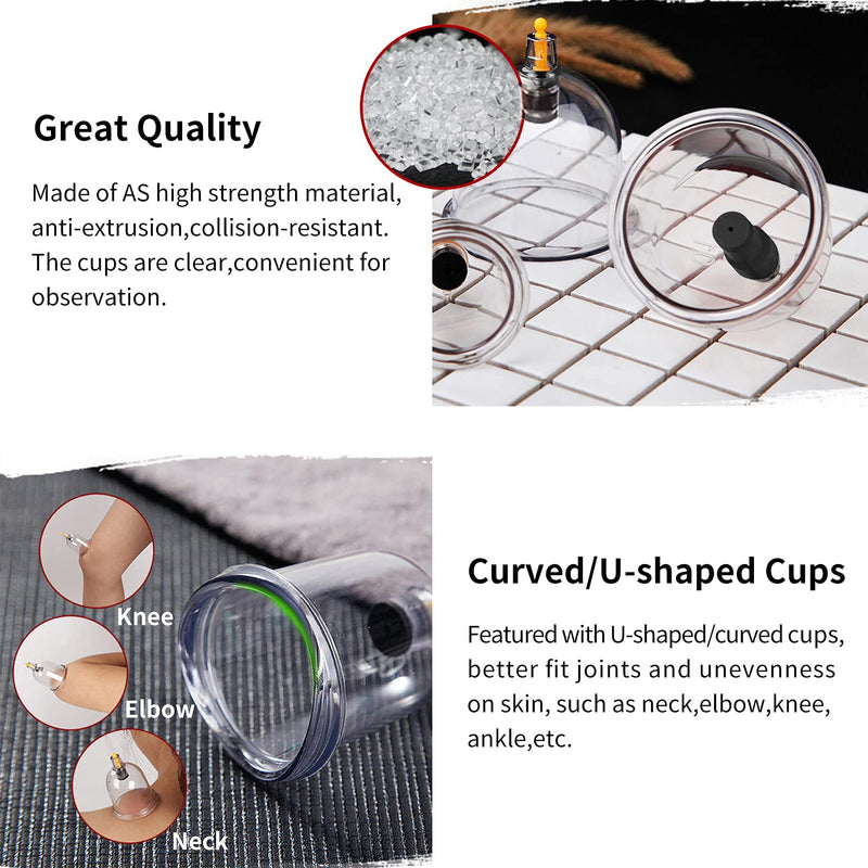 Cupping Therapy Set,12 Therapy Cups Cupping Set with Pump, Professional Chinese Cupping Therapy Sets Hijama Cupping Massage Kit 12 Cups - NewNest Australia
