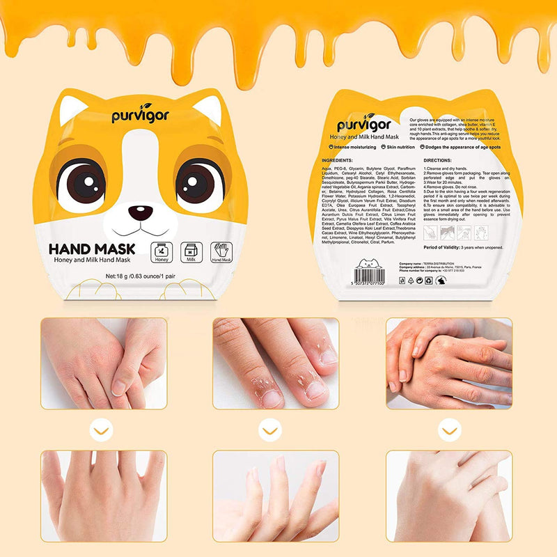 3 Pack Hands Moisturizing Gloves, Hand Masks Hand Care Spa Treatment to Sooth, Serum Vitamins Natural Plant Extracts for Dry, Aging, Cracked Hands Intense Skin Nutrition Hand Care(Honey) - NewNest Australia