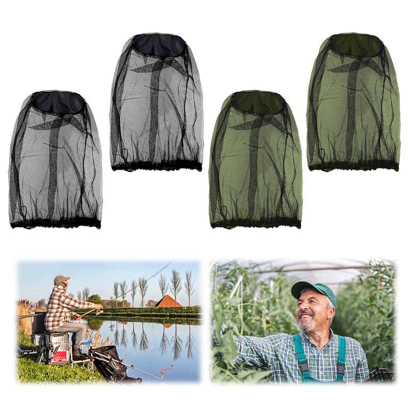 GWAWG Pack of 4 Mosquito Head Net Nylon Mosquito Net Head Protection Fine Mesh Insect Net for Travel Hiking Camping Climbing Black and Green - NewNest Australia