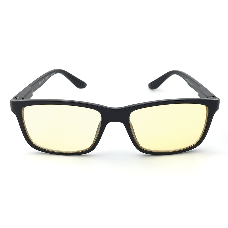 J+S Vision Blue Light Shield Computer/Gaming Glasses - 0x Magnification Classic Rectangle Frame High Definition Lens - Black Frame - NewNest Australia