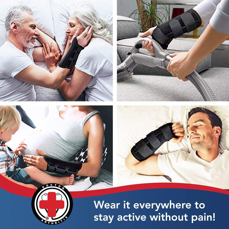 Doctor Developed Carpal Tunnel Night Wrist Brace & Wrist Support (with splint) & Doctor Written Handbook - Fully Adjustable (Pair (Right & Left) 2 Pack - Splint Support (R & L) - NewNest Australia
