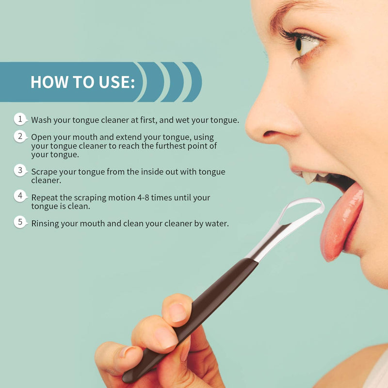 4 Pieces Tongue Scrapers,Reduce Bad Breath Tongue Scrapers for Adults Kids Stainless Steel Metal Tongue Scrapers Cleaners Brushes Oral Reusable Clean Tongue Beauty Tools - NewNest Australia