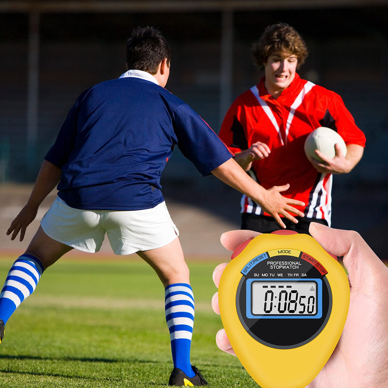 6 Pack Multi-Function Electronic Digital Sport Stopwatch Timer, Large Display with Date Time and Alarm Function,Suitable for Sports Coaches Fitness Coaches and Referees (Yellow) Yellow - NewNest Australia