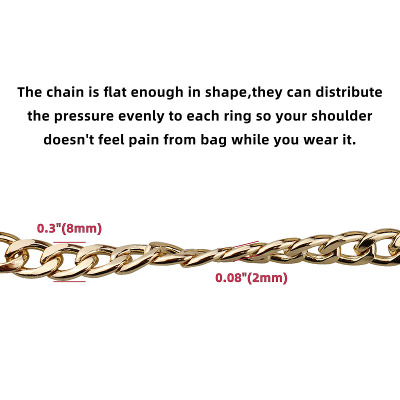 HEEHEE 7.9" Mini Purse Chain Strap More Upscale Color Tone Wearing Comfortable Slim Wide 8mm Quality Metal Flat Chains Handbag Replacement Straps Gold 1 PCS for Shoulder Cross Body Wallet Clutch Gold 7.9" - NewNest Australia