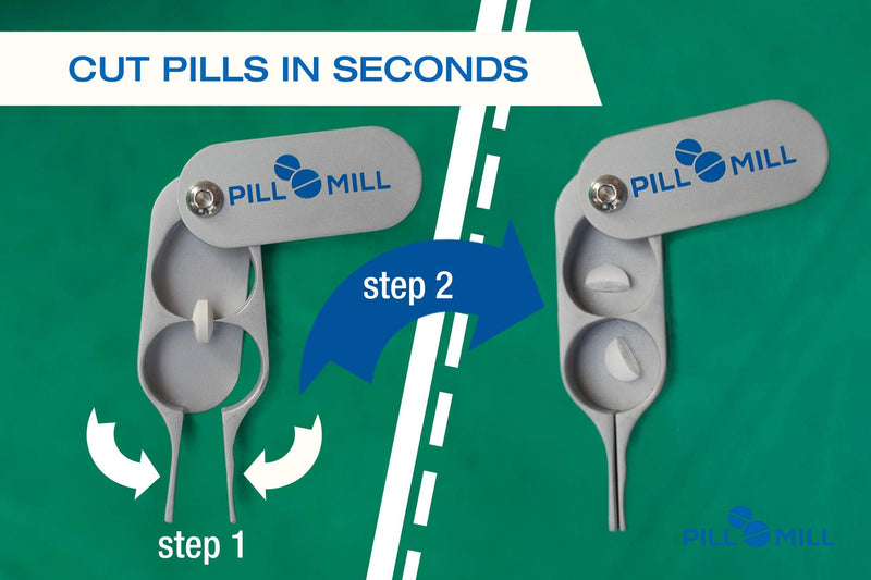 Pill Cutter Splitter by Pill Mill - Metal Blades That Will Never Dull - Grip Handle Helps to Cut Small or Large Pills with Ease - Light and Durable Tablet Divider - Perfect Medicine Slicer for Travel - NewNest Australia
