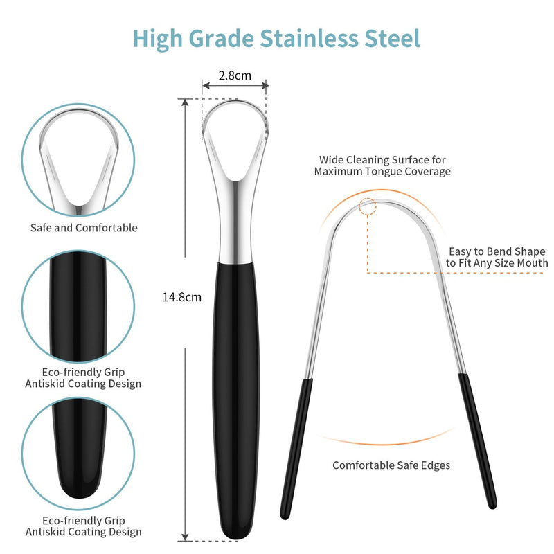4 Pieces Tongue Scrapers,Reduce Bad Breath Tongue Scrapers for Adults Kids Stainless Steel Metal Tongue Scrapers Cleaners Brushes Oral Reusable Clean Tongue Beauty Tools - NewNest Australia