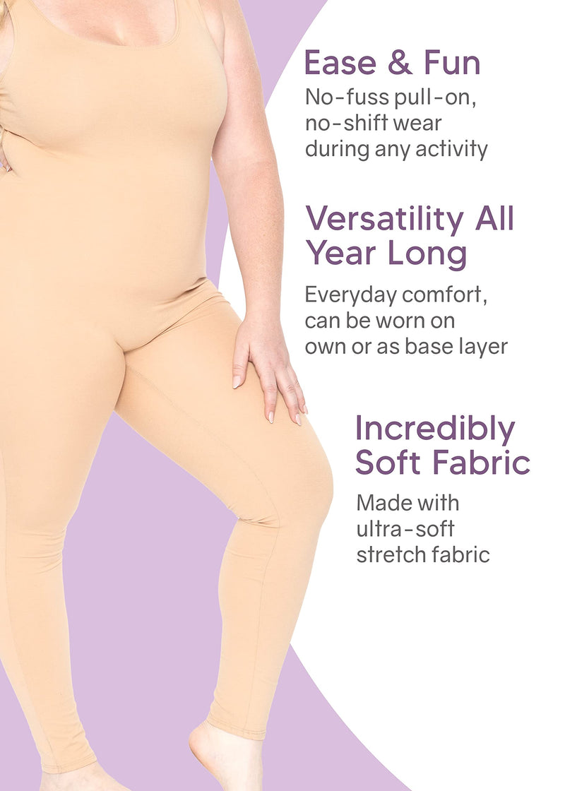 Stretch is Comfort Women's Plus Size Teamwear Cotton Tank Unitard 2X White - NewNest Australia