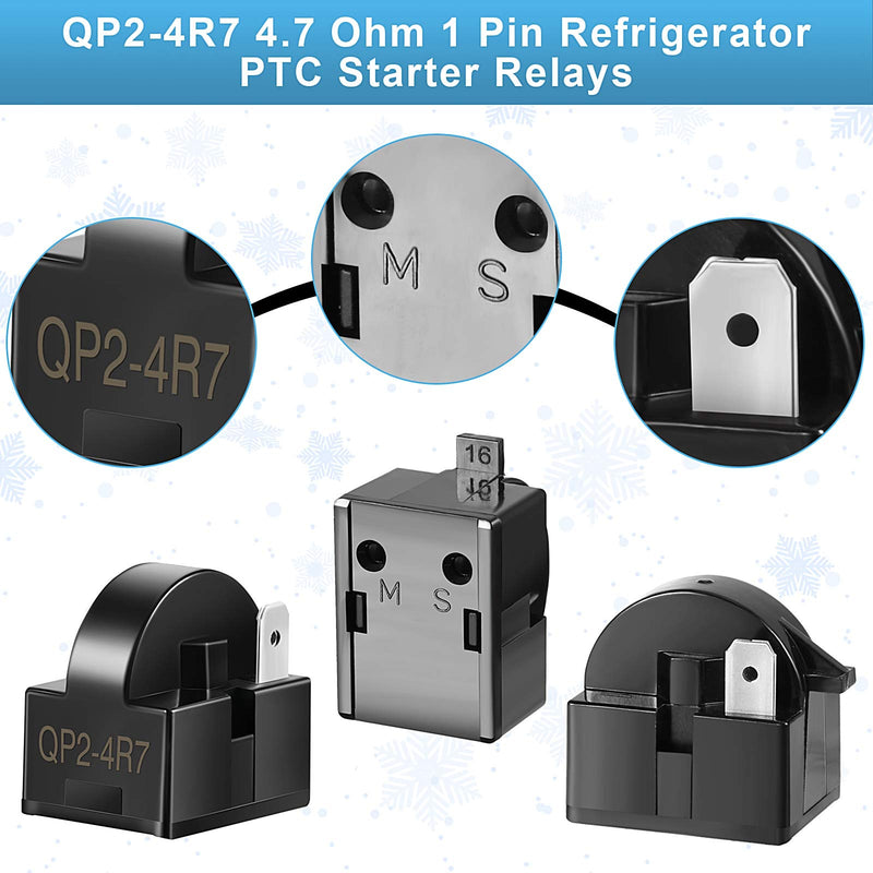 10 Pieces Refrigerator Starters QP2-4R7 4.7 Ohm 1 Pin Refrigerator PTC Starter Relays and 6750C-0005P Refrigerator Overload Protectors Refrigerator Parts Accessories - NewNest Australia