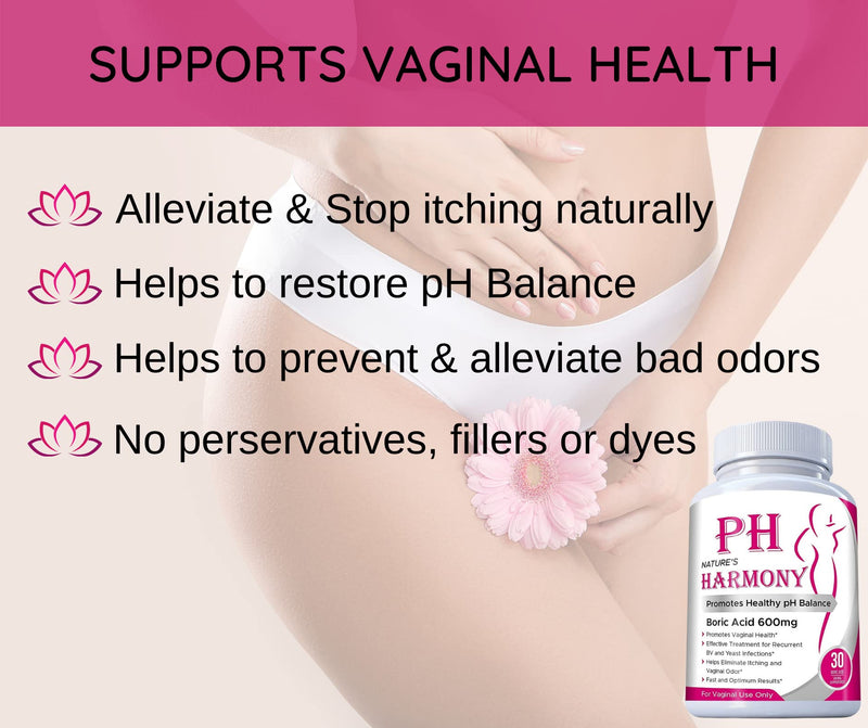 PURE PLANT HOME Boric Acid Suppositories Nature's Harmony 30 Count 600 mg 100% Pure Made in USA - NewNest Australia