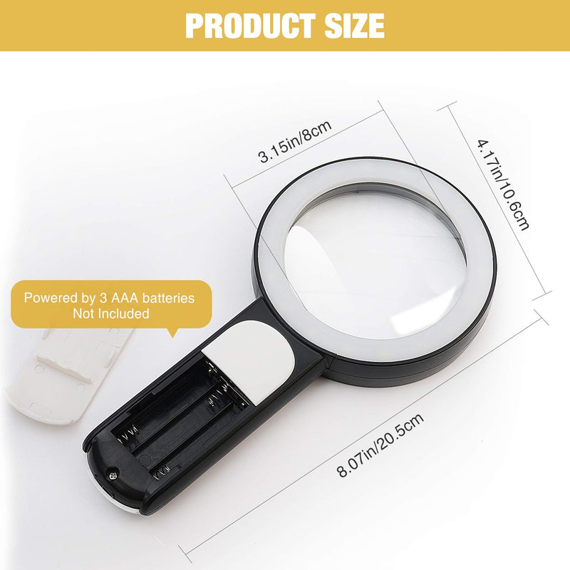 JMH Magnifying Glass with Light, 30X Handheld Large Magnifying Glass 18LED Cold and Warm Light with 3 Modes, Illuminated Lighted Magnifier for Seniors Reading, Inspection, Coins, Jewelry, Exploring Black - NewNest Australia
