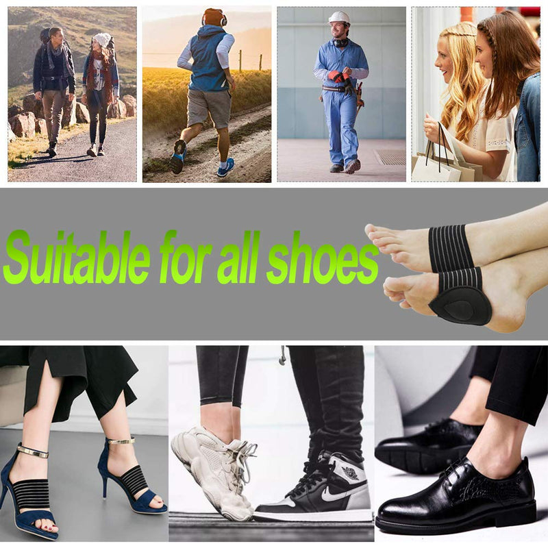Ailaka 2 Pair Arch Support Braces, Compression Cushioned Plantar Fasciitis Sleeves for Pain Relief & Sore, Flat Feet, Heel Spurs (Black & Green, One size fit all) Black & Green 4 Count (Pack of 1) - NewNest Australia