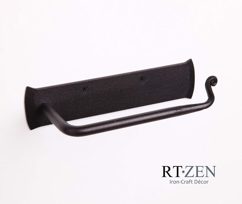 RTZEN Wrought Iron Toilet Paper Holder | Decorative Wall Mounted Handmade TP Roll Hanger | Black Forged Modern Retro Authentic Handcrafted Rod Metal | Easy Installation - NewNest Australia