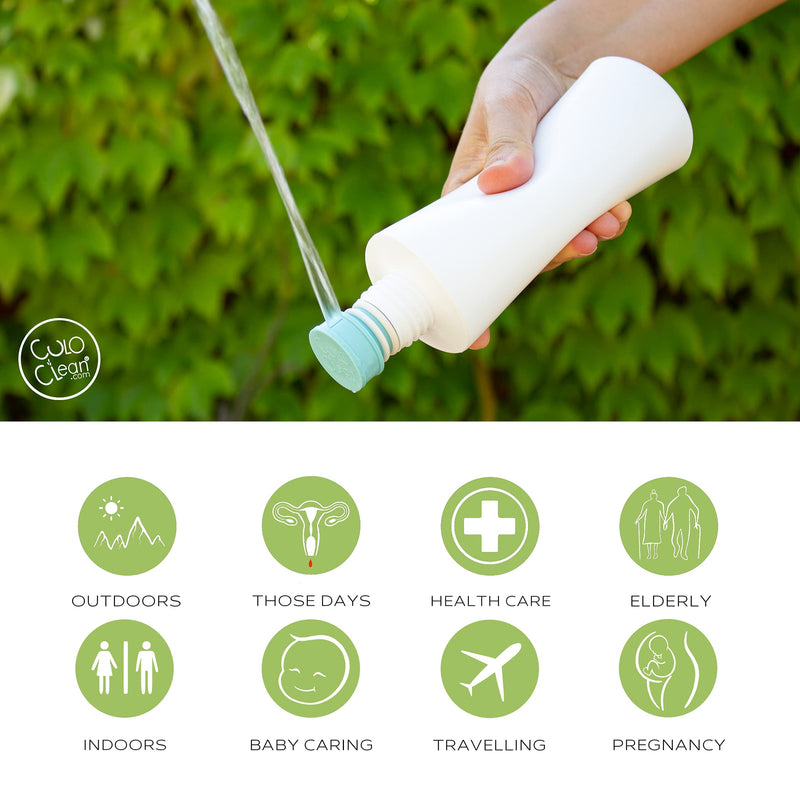 CuloClean Portable Bidet for Toilet or Travel (Aquamarine). Peri Bottle for Men and Women. Handheld Spray. Bath Essentials (CuloClean + Bottle, 1pcs Aquamarine) CuloClean + Botella (330ml) - NewNest Australia