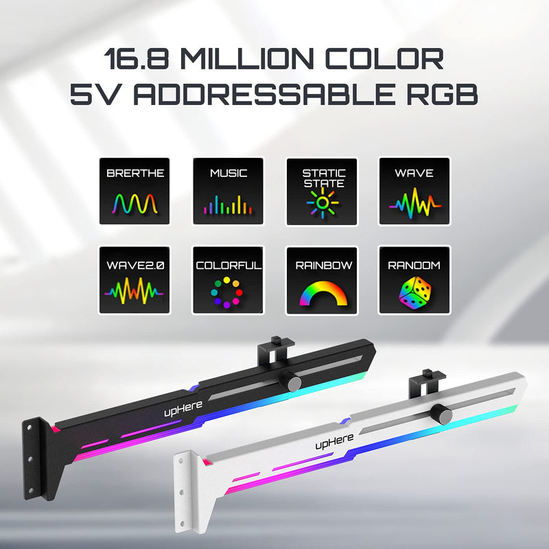 upHere,upHere RGB LED Graphics Card GPU Brace Support Video Card Tendon Holder / Holster Holder, GPU Holder, Single Plug-in Cards, G276ARGB - NewNest Australia
