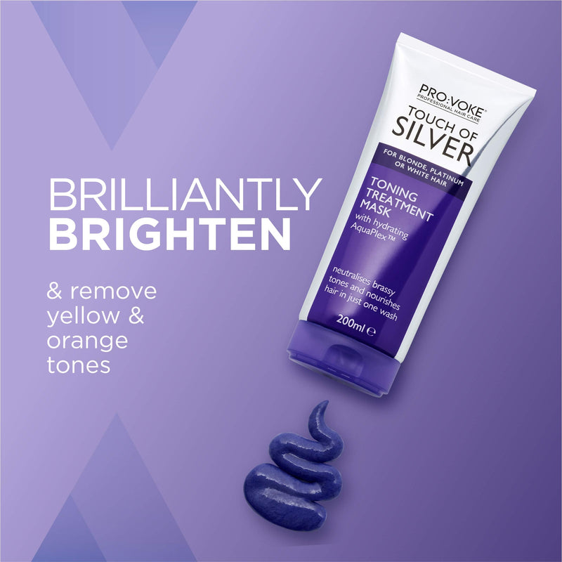 PRO:VOKE Touch of Silver Toning Treatment Mask 200ml | Purple Conditioner for Blonde, Platinum, White or Grey hair | Purple Shampoo Alternative to Banish Brassy Tones - NewNest Australia