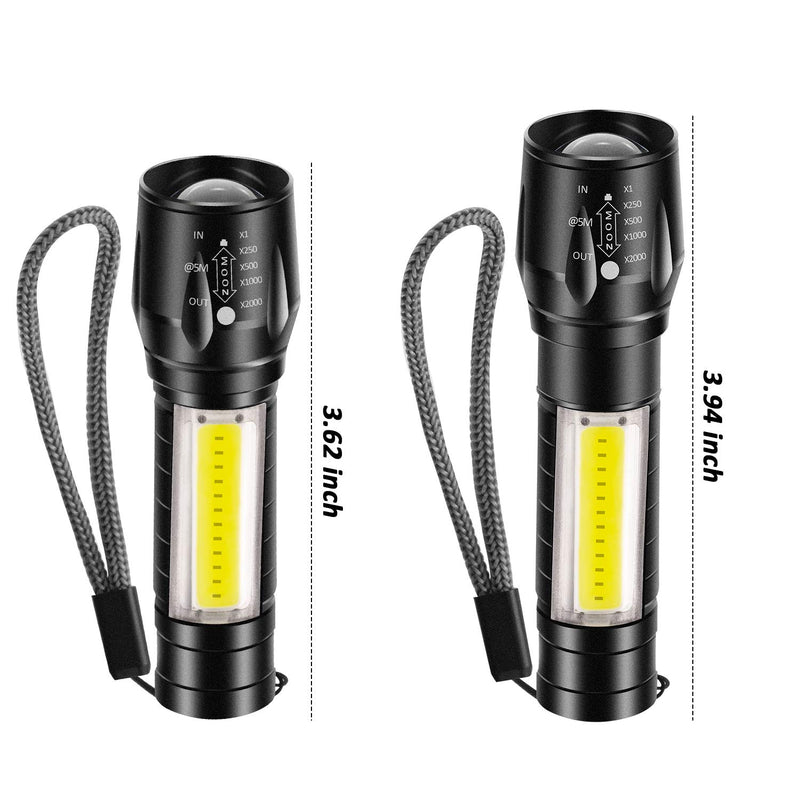 4 Pieces USB Rechargeable Flashlight 3 Modes, Bright LED Handheld Flashlight with COB Side Lights Portable Flashlights for Camping, Hiking, Emergency and Daily Use - NewNest Australia