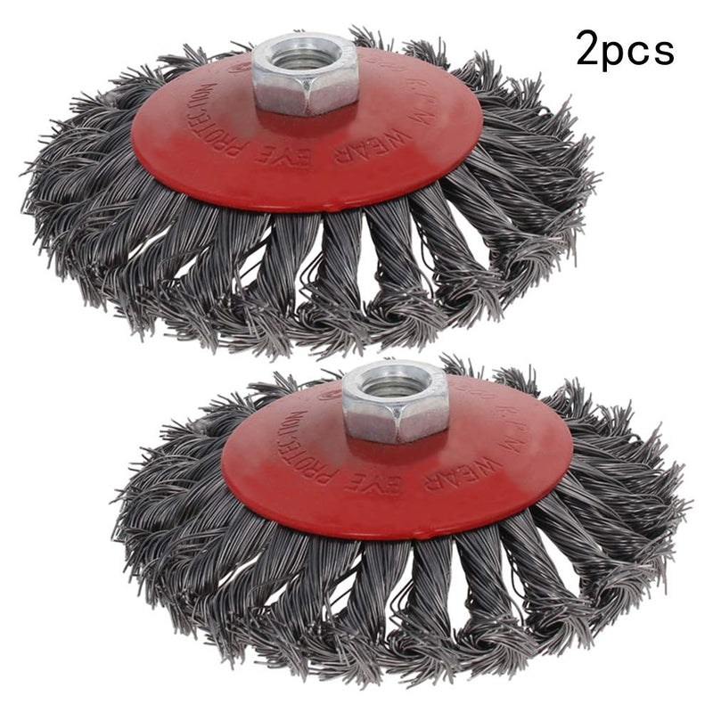 Utoolmart Wire Cup Brush, Twist Knotted Crimped Steel Brush, Twisted Wire Cup Brush, Steel Wire Crimped Wire Cup Brush, 125mm Cup Brush, Twist Wire Wheel for Grinders, 2 Pcs 2pcs - NewNest Australia