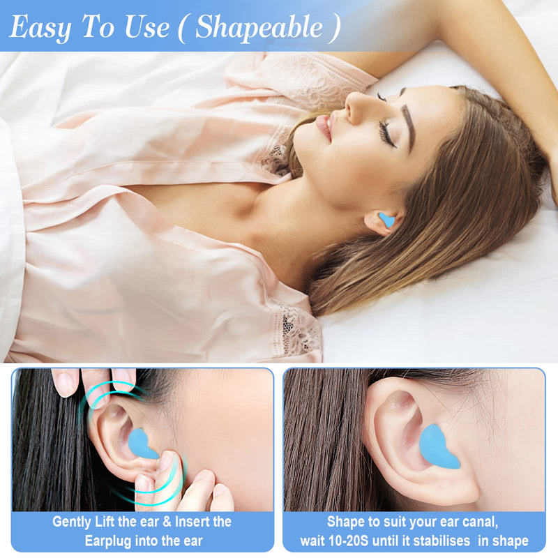 24 Pieces Silicone Ear Plugs For Sleeping, Ear Plugs Malleable With Storage Box, Reusable Ear Plugs Noise Cancellation, Waterproof Earplugs For Swimming For Adults Children Airplane - NewNest Australia